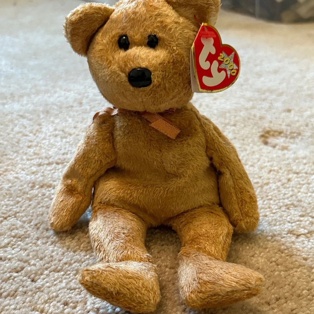 TY Beanie Baby CASHEW Classic Tan Teddy Bear with tag